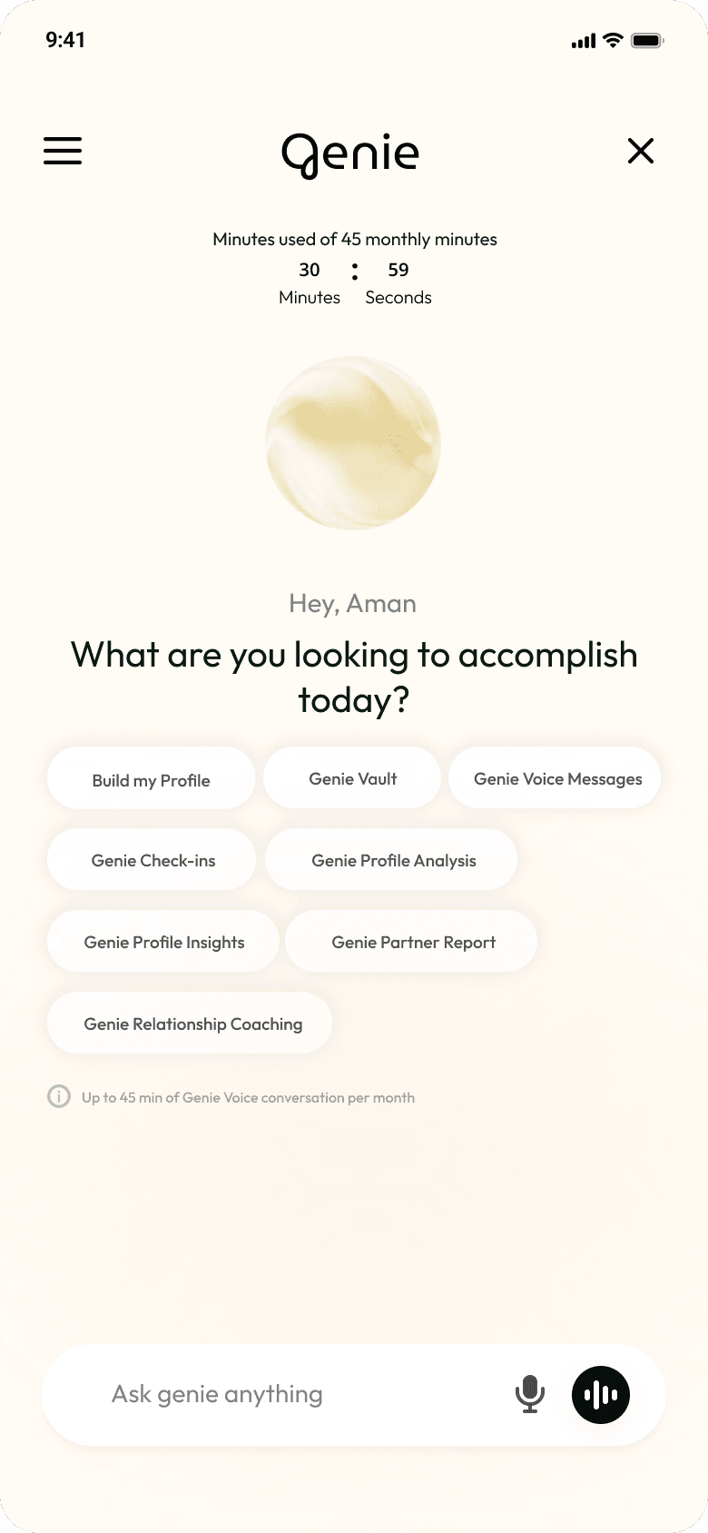 Genie chat conversation screen